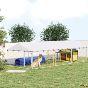 Enclos chien 20x7,5x5 grand toit imperméable argent