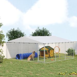 Chenil chien 15x15x7 toit imperméable argent