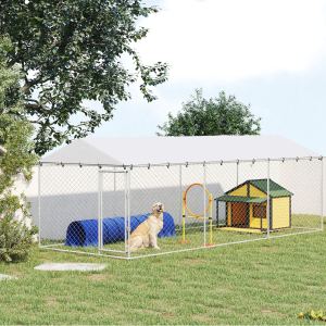 Chenil chien 20x7,5x6,5, toiture étanche, argent