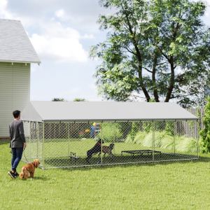 Chenil chien robuste 20x10x7, toiture, chaîne, cour