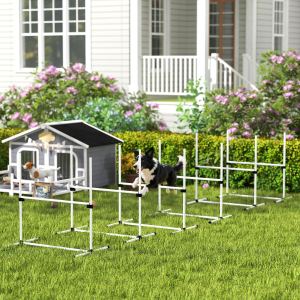 Ensemble agilité chien 6 pcs barres sauteuses sac blanc