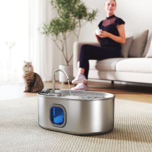 Fontaine eau chat acier 7L