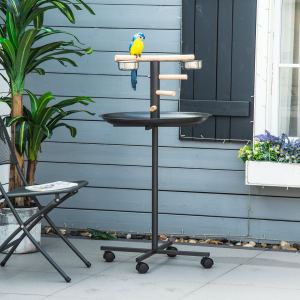Perchoir oiseau portable acier inoxydable gris