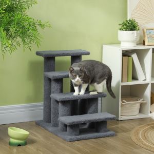 Escalier chat 25" 4 marches tapis gris