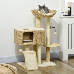 Arbre chat intérieur griffoirs, tour condo, beige