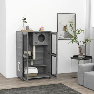 Arbre chat griffoir roues, gris