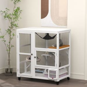 Maison chat roulettes 99cm ouvrable blanche