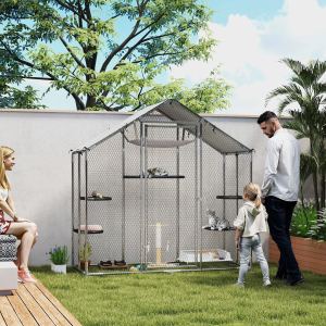 Enclos Chat Extérieur Grand Couvert Imperméable 5 Plateformes