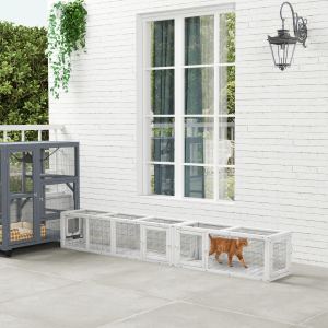 Tunnel chat bois 98po 8 portes blanc