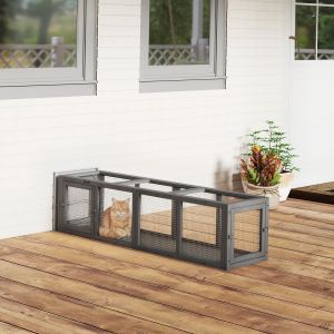 Tunnel chat extérieur 59" bois 3 portes gris