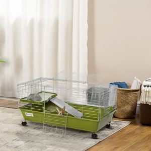 Cage petit animal 35po, roulante, vert