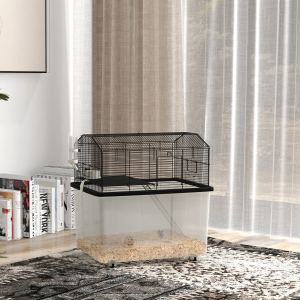 Cage hamster 22" 2 étages, base 14", rampe, noir