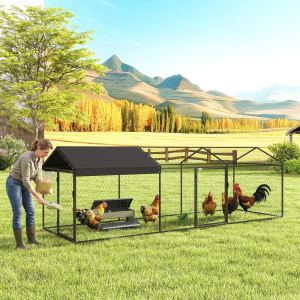 Grand poulailler métal avec bâche imperméable anti-UV, 3-5 volailles