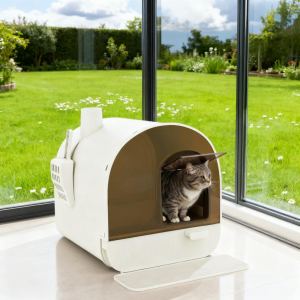 Bac litière chat couvercle blanc pelle filtre