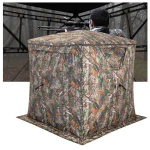 Tente chasse pop-up, tissu noir occultant, imperméable