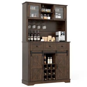 Armoire garde-manger 72po portes grange rangement vin