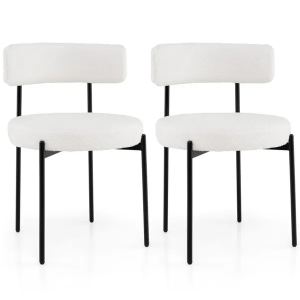 2 chaises de salle à manger Sherpa blanc, dossier ergonomique courbé