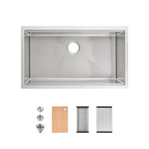 Évier cuisine acier 33x19 po simple bassin noir