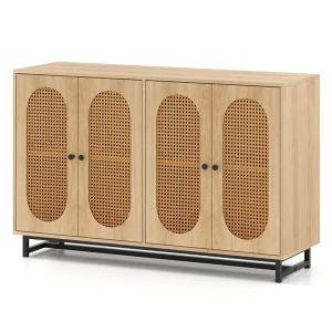 Buffet rotin PE 50", 4 portes, tablettes amovibles