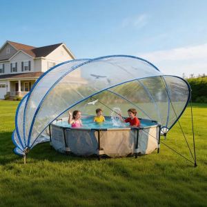 Couverture piscine rétractable 18pi, tige fibre verre, accessoires