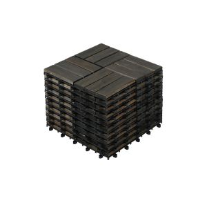 Tuiles de terrasse Acacia bois 10PC 12po x 12po motif damier brun
