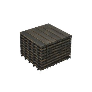 10 tuiles terrasse motif rayé 12x12po bois dur acacia