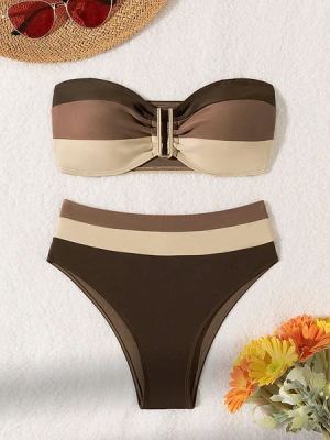 Bikini deux pièces brun séchage rapide femme