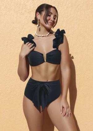Bikini taille haute sexy volant femme