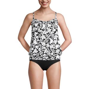 Tankini fendu imprimé noir blanc femme