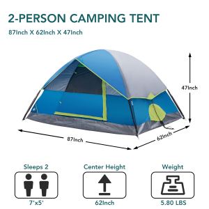 Tente dôme 2-4 personnes, imperméable, ventilation