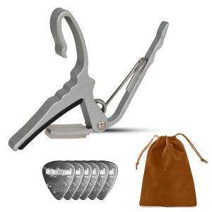 5Core Capo Guitare + 6 Médiators Argent