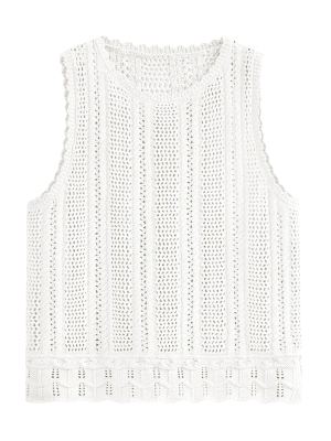 Fisoew top crochet sans manches printemps/été femme