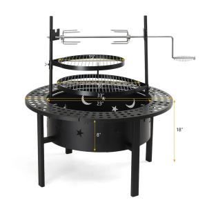 Foyer extérieur 33" avec 2 grilles cuisson bois noir