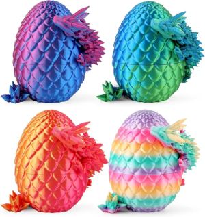 Œufs dragon 3D imprimés, 4 pcs, décor fantaisie