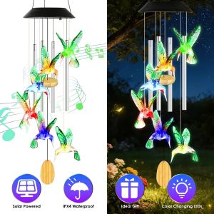 Carillon vent colibri solaire 7 couleurs