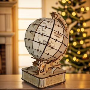 Puzzle 3D en bois Globe, bricolage, cadeau artisanal Noël