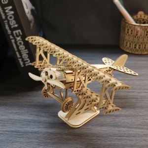 Casse-tête 3D bois bricolage Bi-Plane