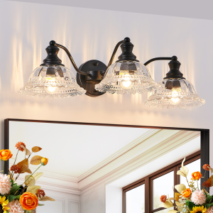 Applique vanité 3 lumières 24 po noir verre