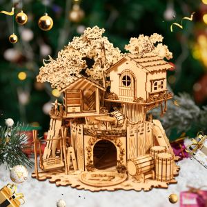 Casse-tête 3D bois maison arbre artisanal bricolage