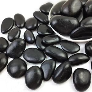 Pierres rivière noires 38lbs poli 2-3 po galets paysage