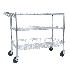 Chariot utilitaire roulant 3 étages avec poignée