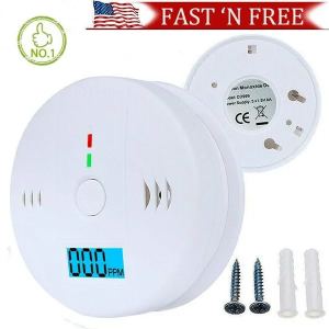 Détecteur CO alarme LCD monoxyde carbone pile maison