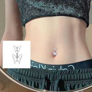Bague nombril zircon cubique 316L acier 14G papillon