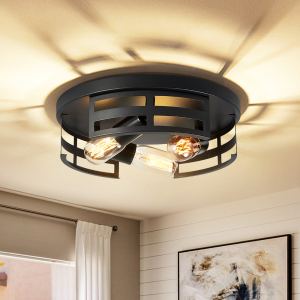 Luminaire plafond noir 2 lampes 13po fermé, 2 pack