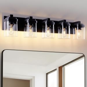 Luminaire vanité salle bain 5 ampoules noir mat