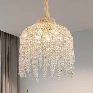 Lustre cristal 16 po, 5 lumières, design cascade or
