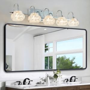 Applique vanité 5 luminaires 29po fini nickel cristal