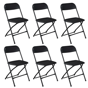 6x Chaise jardin plastique pliable noire injection