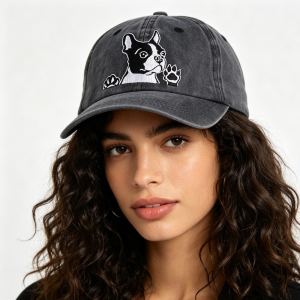 Casquette Boston Terrier brodée coton lavé 2 pcs