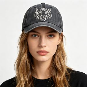 2pc casquette tête tigre brodée baseball coton vintage